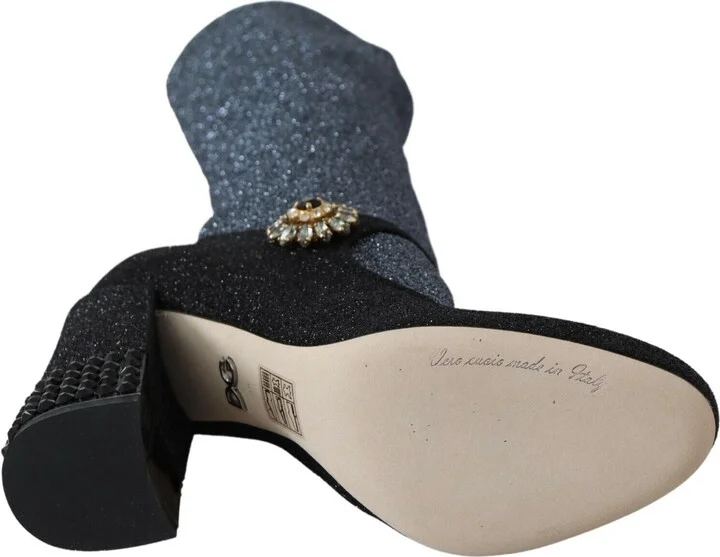 Black Crystal Mary Janes Booties Women's Shoes - Image 3