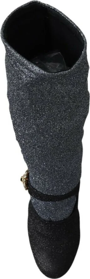 Black Crystal Mary Janes Booties Women's Shoes - Image 4