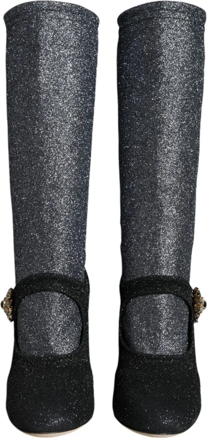 Black Crystal Mary Janes Booties Women's Shoes - Image 2