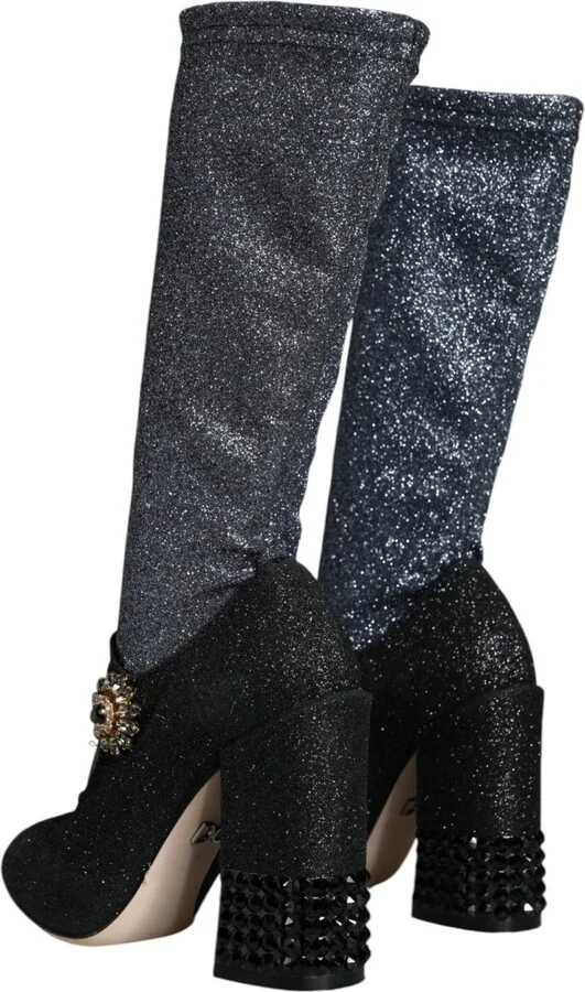Black Crystal Mary Janes Booties Women's Shoes - Image 4