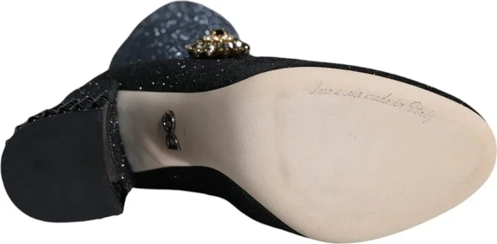 Black Crystal Mary Janes Booties Women's Shoes - Image 6