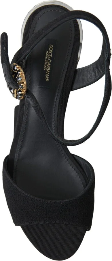 Black Crystals Ankle Strap Sandals Women's Shoes - Image 2