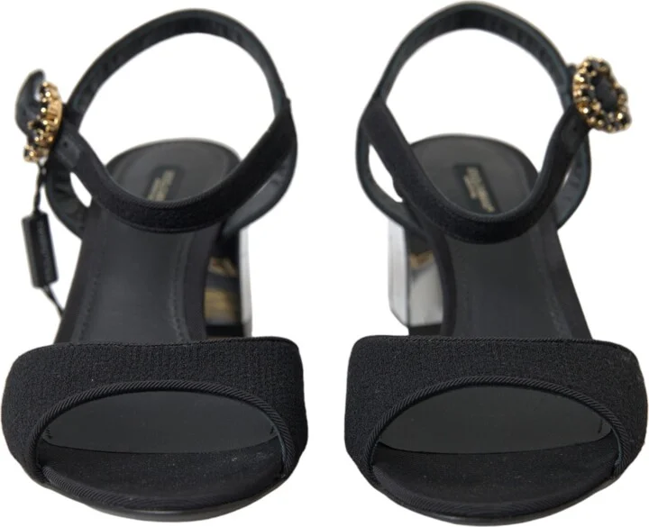 Black Crystals Ankle Strap Sandals Women's Shoes - Image 3