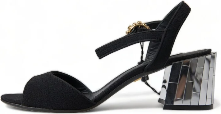 Black Crystals Ankle Strap Sandals Women's Shoes - Image 6