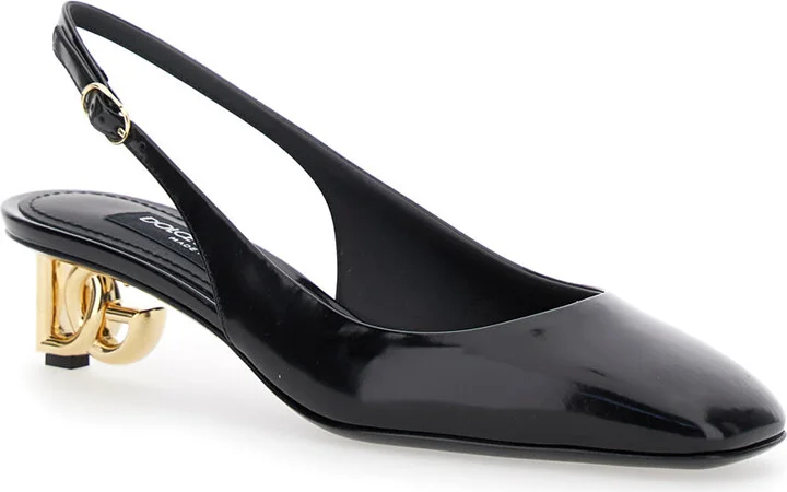 Black Décolleté With Dg Logo On The Heel In Shiny Leather Woman - Image 2
