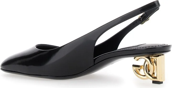 Black Décolleté With Dg Logo On The Heel In Shiny Leather Woman - Image 3