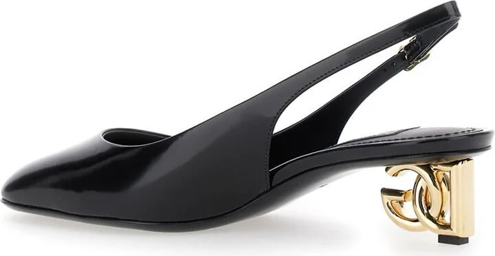 Black Décolleté With Dg Logo On The Heel In Shiny Leather Woman - Image 3