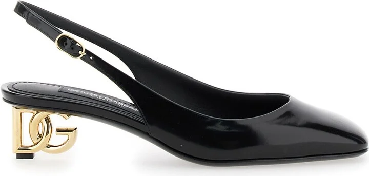 Black Décolleté With Dg Logo On The Heel In Shiny Leather Woman