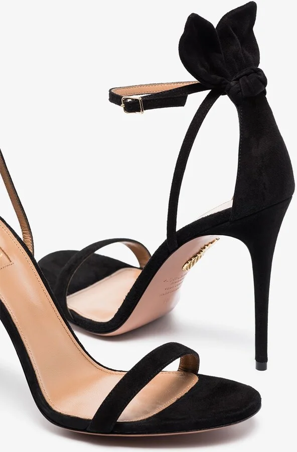 Black Deneuve 105 Suede Bow Sandals - Image 2