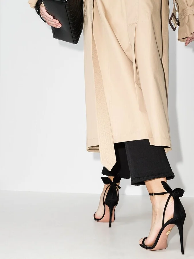 Black Deneuve 105 Suede Bow Sandals - Image 3