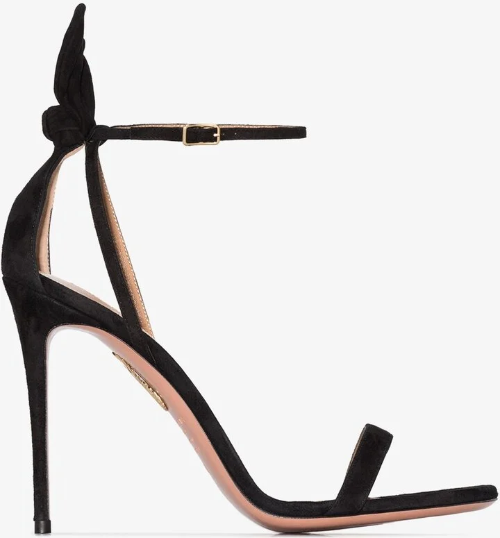 Black Deneuve 105 Suede Bow Sandals