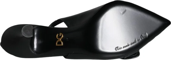 Black Devotion Leather Heels Slingback Women's Shoes (Pre-Owned) - Image 6