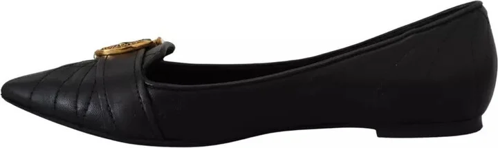 Black Devotion Leather Pointy Flats Women's Shoes (Pre-Owned) - Image 3