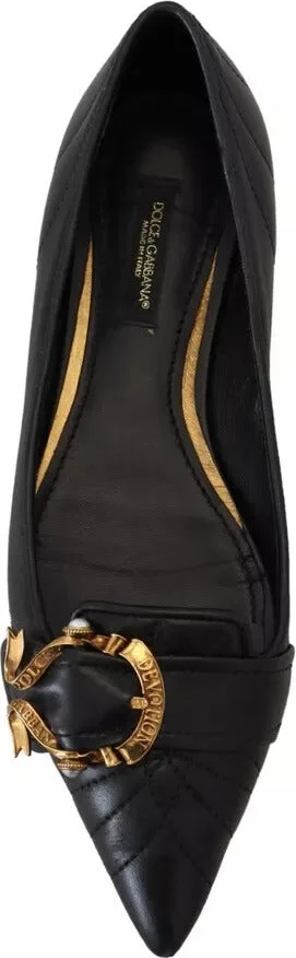 Black Devotion Leather Pointy Flats Women's Shoes (Pre-Owned) - Image 5