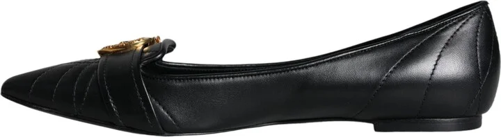 Black Devotion Leather Pointy Flats Women's Shoes (Pre-Owned) - Image 4