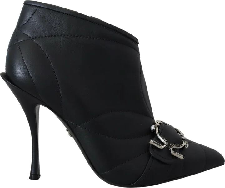 Black Devotion Quilted Buckled Ankle Boots Women's Shoes