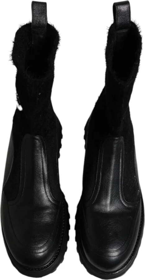 Black DG Logo Horse Sock Ankle Boots Men's Shoes (Pre-Owned) - Image 3