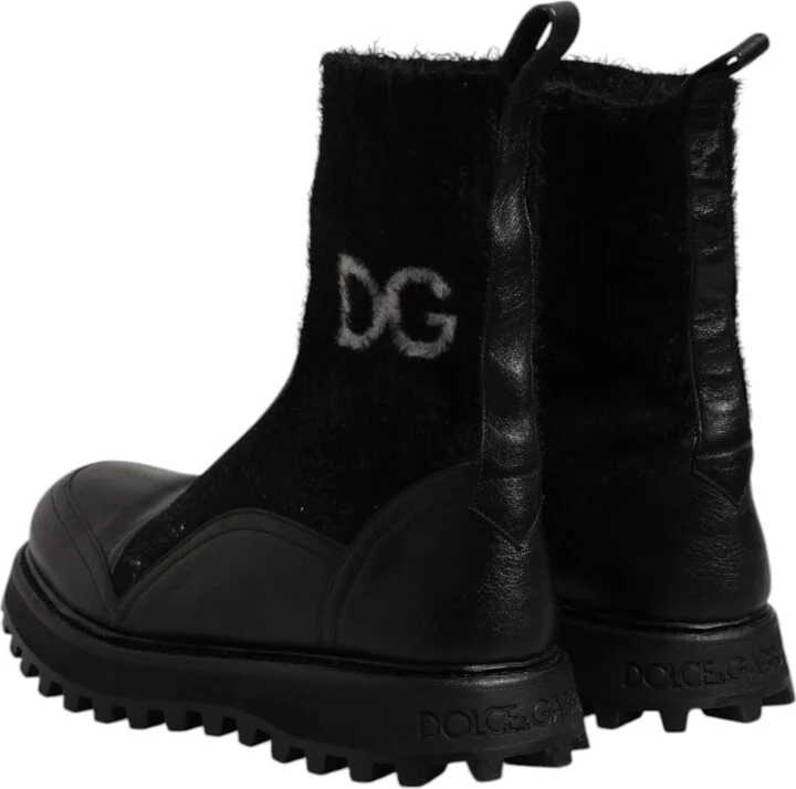 Black DG Logo Horse Sock Ankle Boots Men's Shoes (Pre-Owned) - Image 5