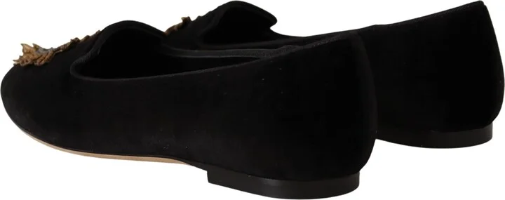 Black DG Sacred Heart Patch Slip On Flat Women's Shoes - Image 4