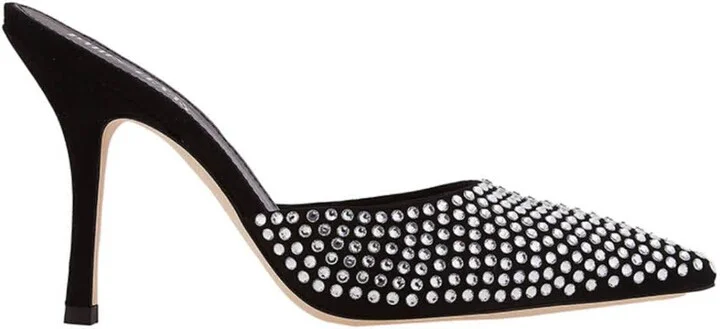 Black Diamond Crystal Embellished Hollywood Mules