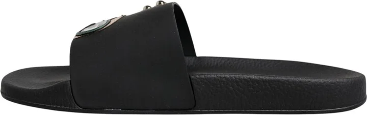 Black Divers Leather Flats Slides Sandals Beachwear Men's Shoes - Image 4