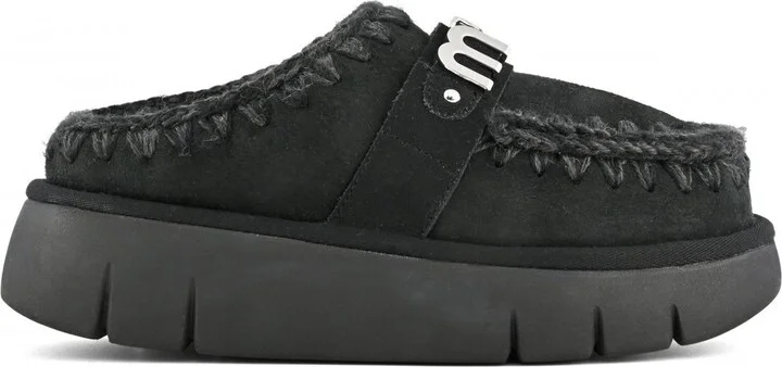 Black Double-face Sheepskin Bounce Clog