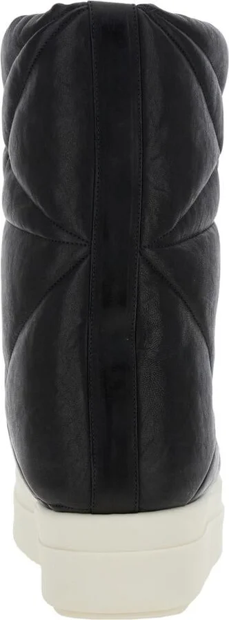 Black Down Filled And Quilted Ankle Boots In Leather Man - Image 4