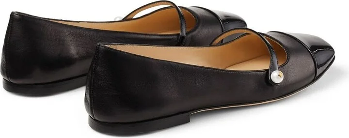 Black Elisa Leather Ballerina Shoes - Image 3