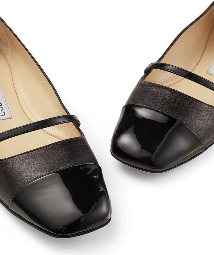 Black Elisa Leather Ballerina Shoes - Image 5