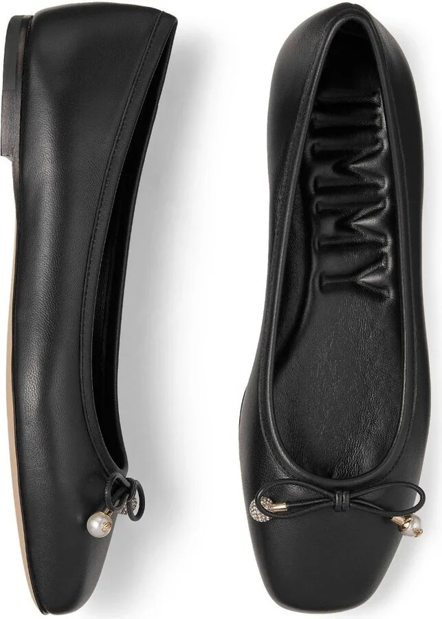 Black Elme Leather Ballerina Shoes - Image 4
