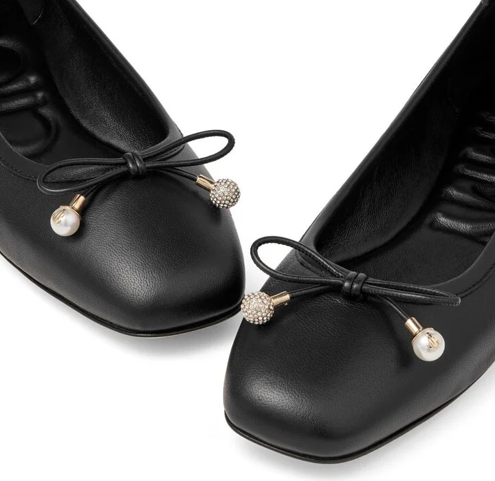 Black Elme Leather Ballerina Shoes - Image 5
