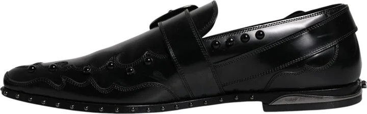 Black Embellished Derby Monk Strap Men's Shoes (Pre-Owned) - Image 5