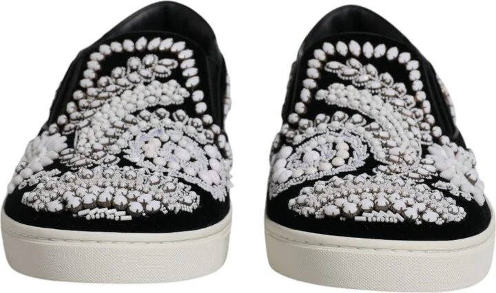 Black Embellished London Men Slip On Men's Shoes - Image 2