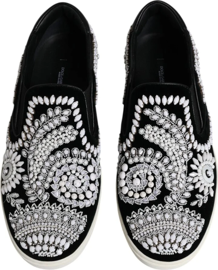Black Embellished London Men Slip On Men's Shoes - Image 3