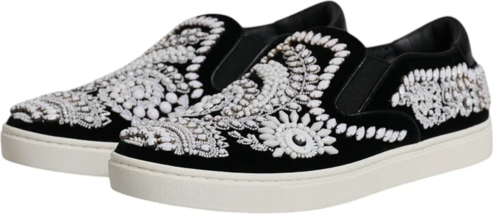 Black Embellished London Men Slip On Men's Shoes - Image 4