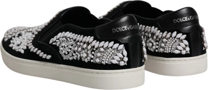 Black Embellished London Men Slip On Men's Shoes - Image 5