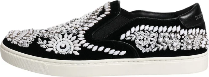 Black Embellished London Men Slip On Men's Shoes - Image 6