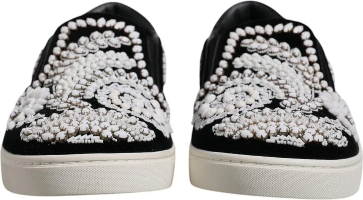 Black Embellished London Men Slip On Men's Shoes - Image 2