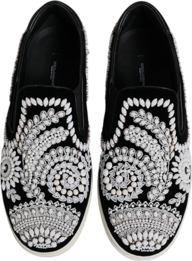 Black Embellished London Men Slip On Men's Shoes - Image 3