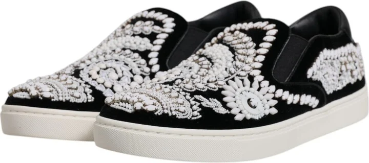 Black Embellished London Men Slip On Men's Shoes - Image 4