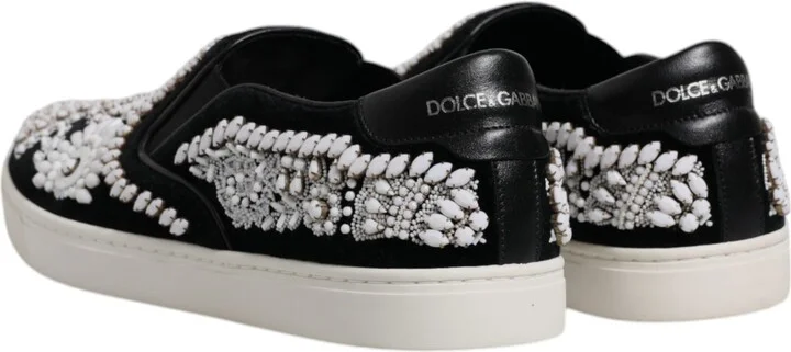 Black Embellished London Men Slip On Men's Shoes - Image 5