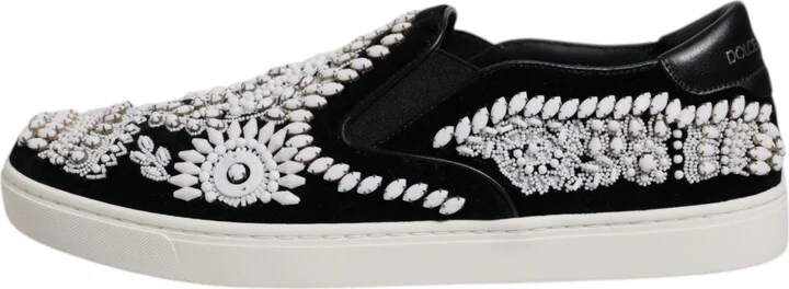 Black Embellished London Men Slip On Men's Shoes - Image 6