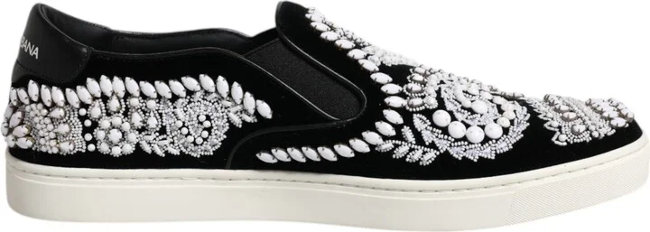 Black Embellished London Men Slip On Men's Shoes