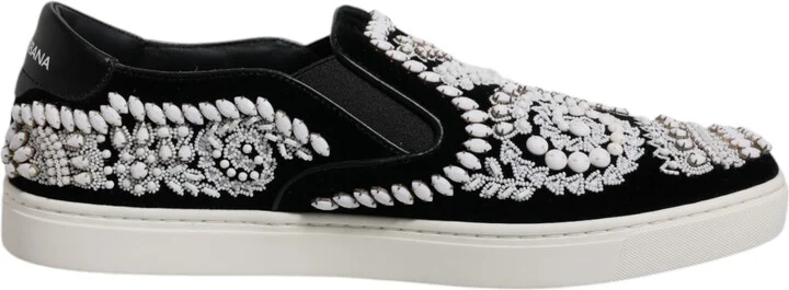 Black Embellished London Men Slip On Men's Shoes