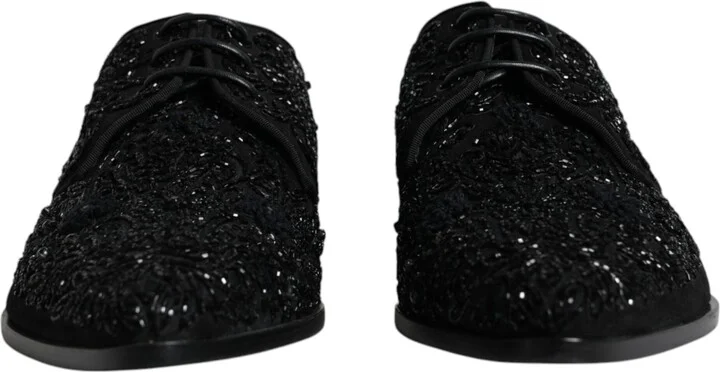 Black Embellished Suede Derby Formal Men's Shoes - Image 2