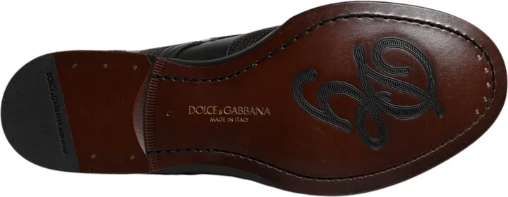 Black Embroidered Classic Leather Derby Dress Men's Shoes - Image 6