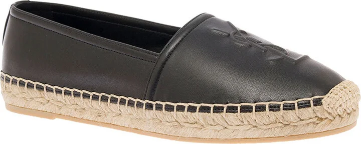 Black Espadrilles With Logo In Leather Woman - Image 2