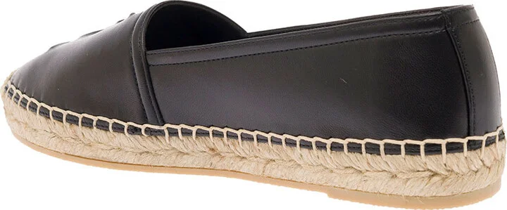 Black Espadrilles With Logo In Leather Woman - Image 3