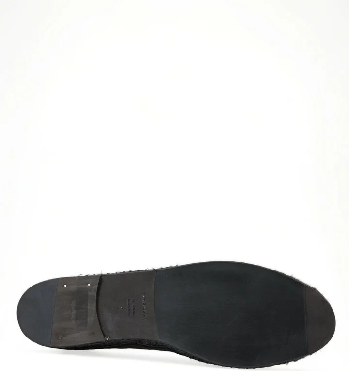 Black Exotic Leather Espadrilles Slip On Men's Shoes - Image 6