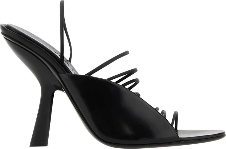 Black Fabric And Leather Sandals